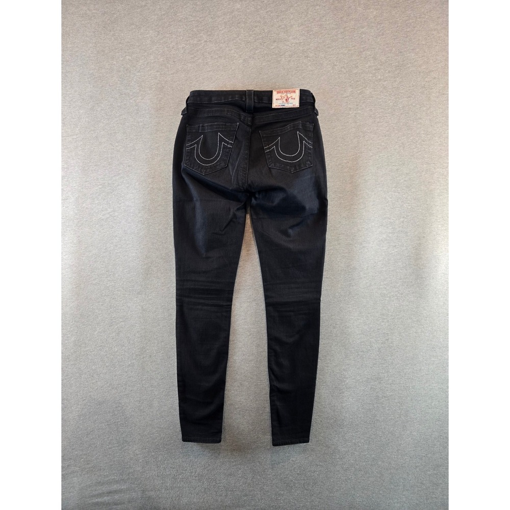 True Religion Skinny Jeans Womens 27 Black Curvy Grey Horseshoe Logo Streetwear